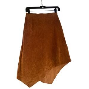 Vintage Karl Unger Rust Brown Asymmetric Suede Leather Skirt  Sz 26